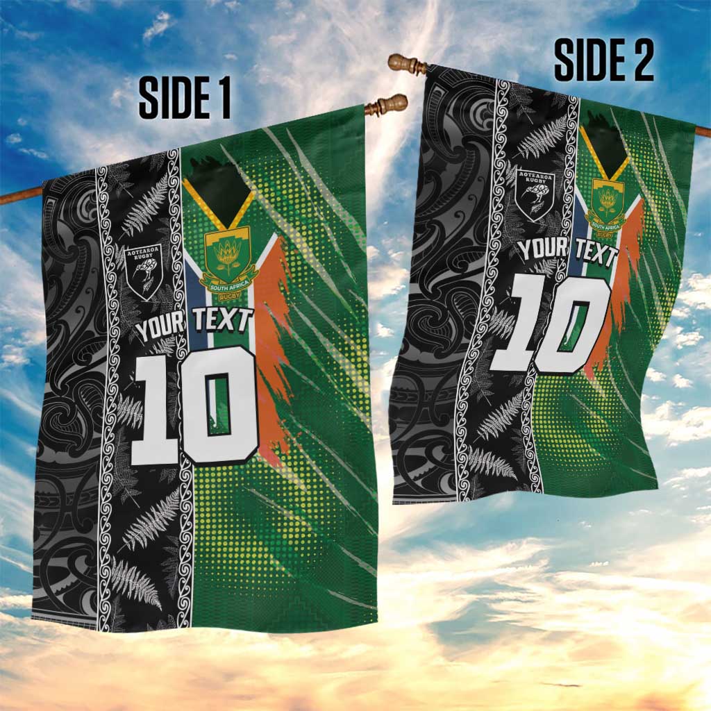 Custom Aotearoa South Africa Rugby Freedom Cup Garden Flag Maori Silver Fern Art and Sporty Flag SA LT03 - Polynesian Pride