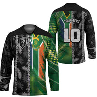 Custom Aotearoa South Africa Rugby Freedom Cup Hockey Jersey Maori Silver Fern Art and Sporty Flag SA LT03 - Polynesian Pride