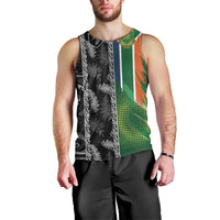 Custom Aotearoa South Africa Rugby Freedom Cup Men Tank Top Maori Silver Fern Art and Sporty Flag SA LT03 - Polynesian Pride