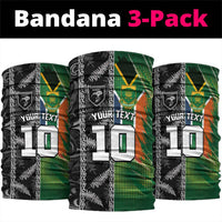 Custom Aotearoa South Africa Rugby Freedom Cup Neck Gaiter Maori Silver Fern Art and Sporty Flag SA LT03 package One Size: 25*50cm Black - Polynesian Pride