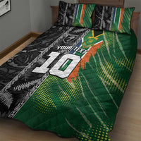 Custom Aotearoa South Africa Rugby Freedom Cup Quilt Bed Set Maori Silver Fern Art and Sporty Flag SA LT03 - Polynesian Pride