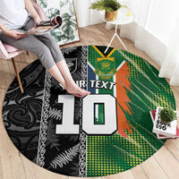 Custom Aotearoa South Africa Rugby Freedom Cup Round Carpet Maori Silver Fern Art and Sporty Flag SA LT03 - Polynesian Pride