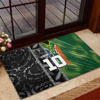 Custom Aotearoa South Africa Rugby Freedom Cup Rubber Doormat Maori Silver Fern Art and Sporty Flag SA LT03 - Polynesian Pride