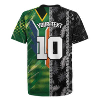Custom Aotearoa South Africa Rugby Freedom Cup Rugby Jersey Maori Silver Fern Art and Sporty Flag SA LT03 - Polynesian Pride