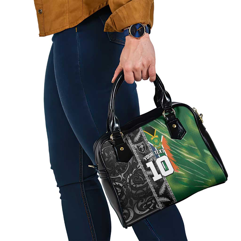 Custom Aotearoa South Africa Rugby Freedom Cup Shoulder Handbag Maori Silver Fern Art and Sporty Flag SA LT03 - Polynesian Pride