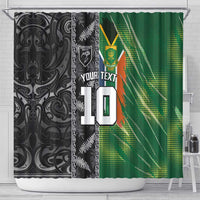 Custom Aotearoa South Africa Rugby Freedom Cup Shower Curtain Maori Silver Fern Art and Sporty Flag SA LT03 - Polynesian Pride