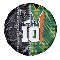 Custom Aotearoa South Africa Rugby Freedom Cup Spare Tire Cover Maori Silver Fern Art and Sporty Flag SA LT03 - Polynesian Pride