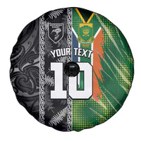 Custom Aotearoa South Africa Rugby Freedom Cup Spare Tire Cover Maori Silver Fern Art and Sporty Flag SA LT03 - Polynesian Pride