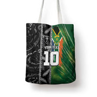 Custom Aotearoa South Africa Rugby Freedom Cup Tote Bag Maori Silver Fern Art and Sporty Flag SA LT03 - Polynesian Pride