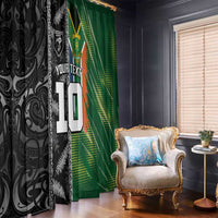 Custom Aotearoa South Africa Rugby Freedom Cup Window Curtain Maori Silver Fern Art and Sporty Flag SA LT03 - Polynesian Pride