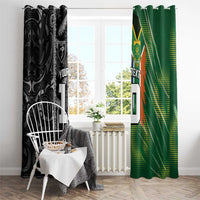 Custom Aotearoa South Africa Rugby Freedom Cup Window Curtain Maori Silver Fern Art and Sporty Flag SA LT03 - Polynesian Pride