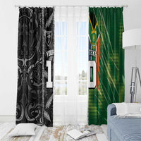 Custom Aotearoa South Africa Rugby Freedom Cup Window Curtain Maori Silver Fern Art and Sporty Flag SA LT03 - Polynesian Pride