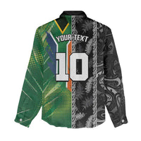 Custom Aotearoa South Africa Rugby Freedom Cup Women Casual Shirt Maori Silver Fern Art and Sporty Flag SA LT03 - Polynesian Pride
