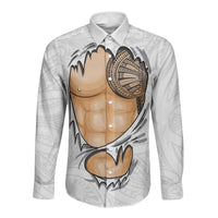 Samoan Tatau Long Sleeve Button Shirt Tattoo Reveal Effect
