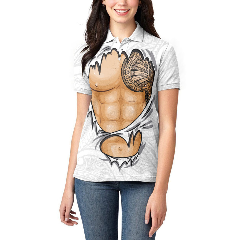 Samoan Tatau Women Polo Shirt Tattoo Reveal Effect