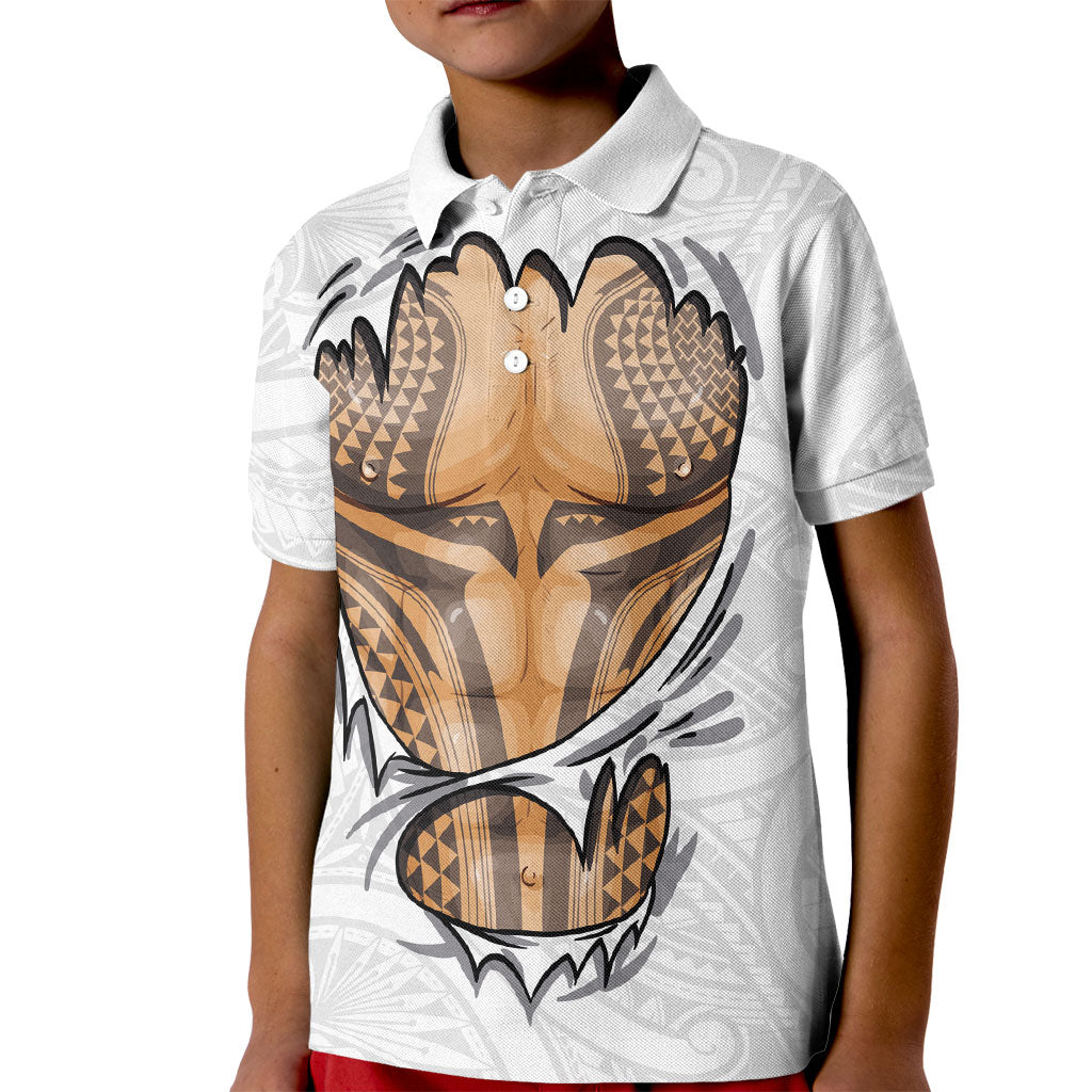 Hawaiian Kakau Kid Polo Shirt Aquaman Tattoo Reveal Effect