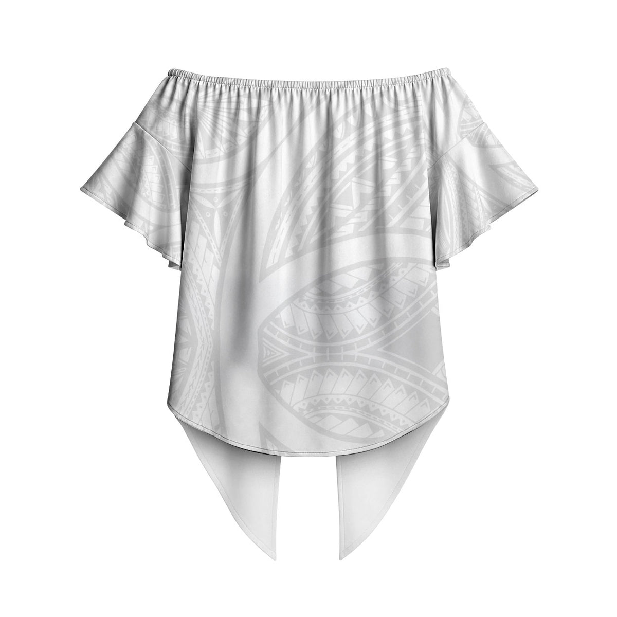 Hawaiian Kakau Off Shoulder Wrap Waist Top Aquaman Tattoo Reveal Effect