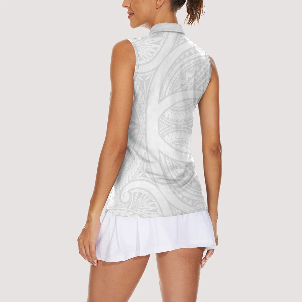 Hawaiian Kakau Women Sleeveless Polo Shirt Aquaman Tattoo Reveal Effect