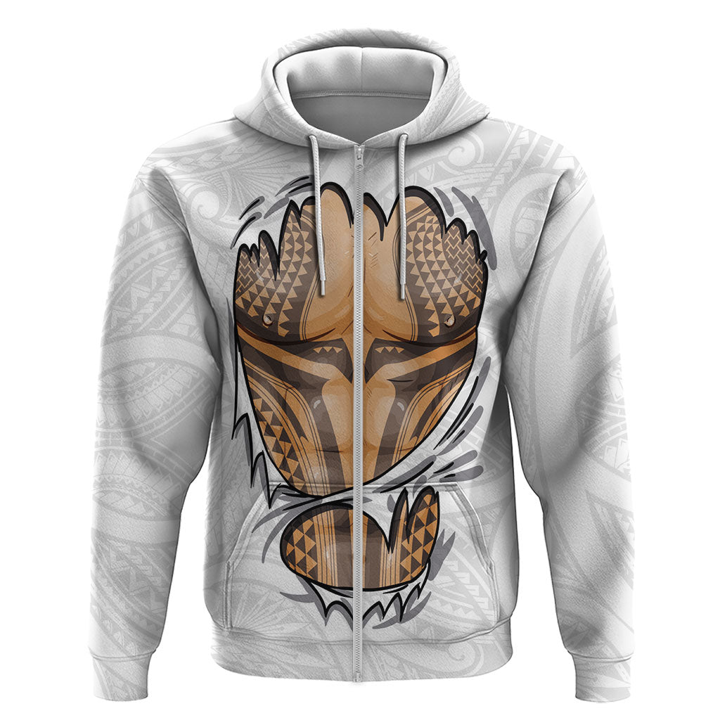 Hawaiian Kakau Zip Hoodie Aquaman Tattoo Reveal Effect
