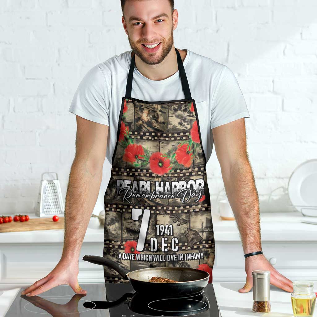 Pearl Harbor Remembrance Day Apron Memories of December 7 with Red Poppy Lei - Polynesian Pride