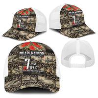 Pearl Harbor Remembrance Day Personalized Baseball Net Cap Memories of December 7 with Red Poppy Lei - Polynesian Pride