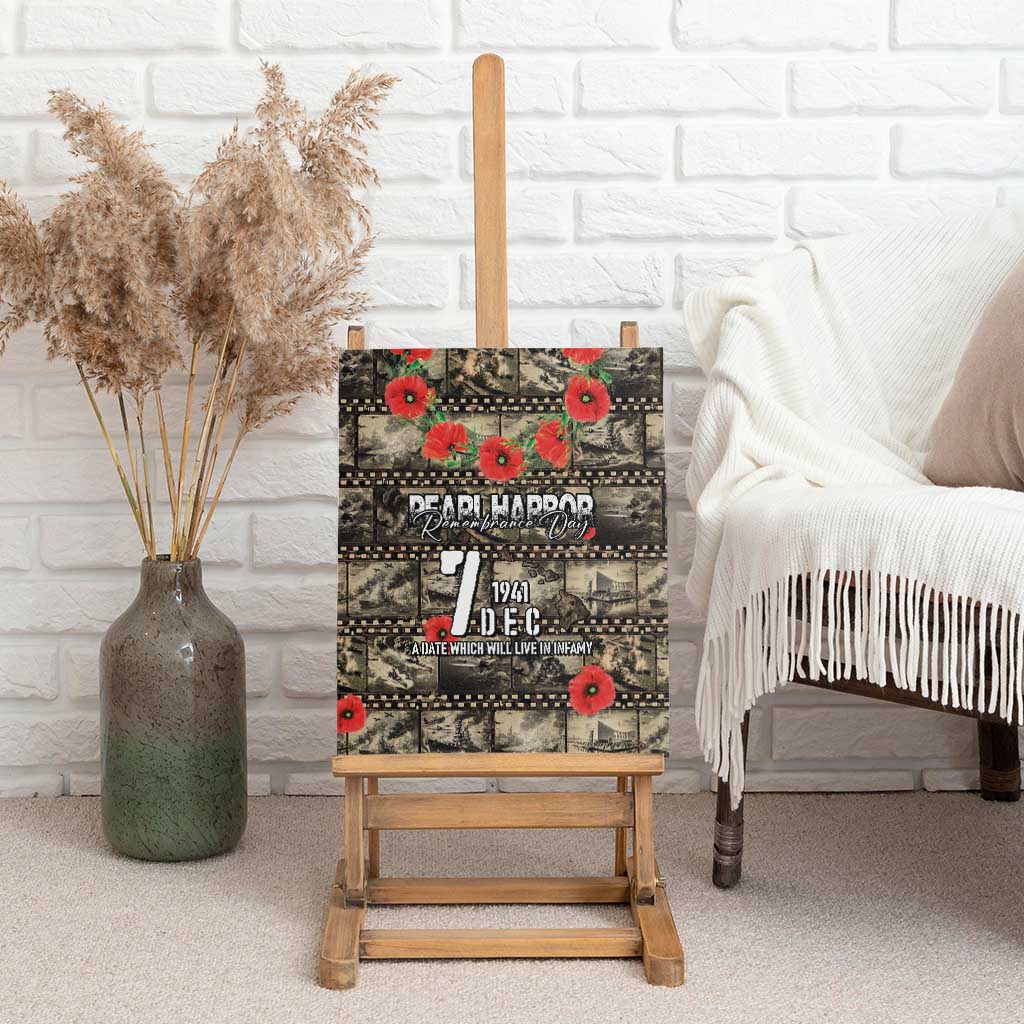 Pearl Harbor Remembrance Day Canvas Wall Art Memories of December 7 with Red Poppy Lei - Polynesian Pride