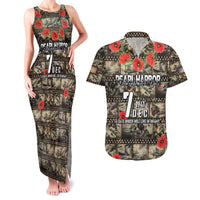 Pearl Harbor Remembrance Day Personalized Couples Matching Tank Maxi Dress and Hawaiian Shirt Memories of December 7 with Red Poppy Lei LT03 Beige - Polynesian Pride