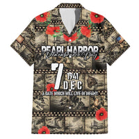 Pearl Harbor Remembrance Day Personalized Family Matching Puletasi and Hawaiian Shirt Memories of December 7 with Red Poppy Lei LT03 Dad's Shirt - Short Sleeve Beige - Polynesian Pride