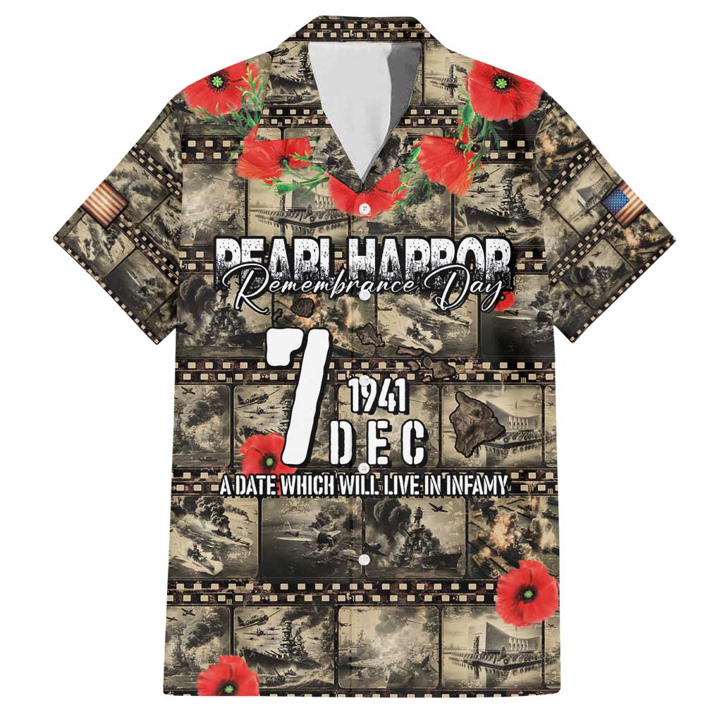 Pearl Harbor Remembrance Day Personalized Family Matching Tank Maxi Dress and Hawaiian Shirt Memories of December 7 with Red Poppy Lei LT03 Dad's Shirt - Short Sleeve Beige - Polynesian Pride