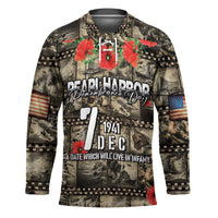 Pearl Harbor Remembrance Day Personalized Hockey Jersey Memories of December 7 with Red Poppy Lei - Polynesian Pride