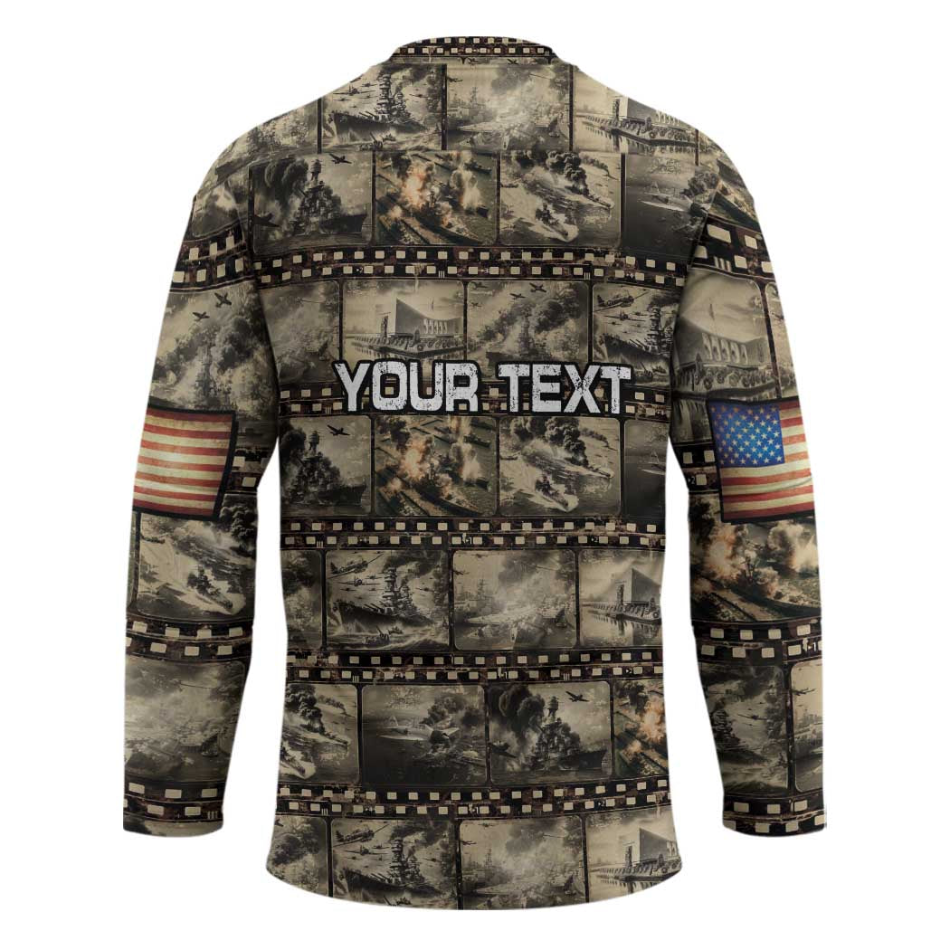 Pearl Harbor Remembrance Day Personalized Hockey Jersey Memories of December 7 with Red Poppy Lei - Polynesian Pride