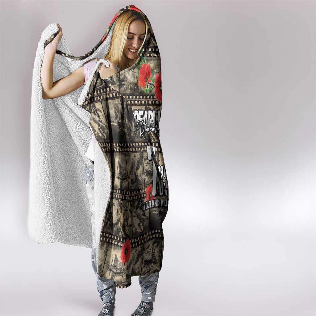 Pearl Harbor Remembrance Day Hooded Blanket Memories of December 7 with Red Poppy Lei - Polynesian Pride