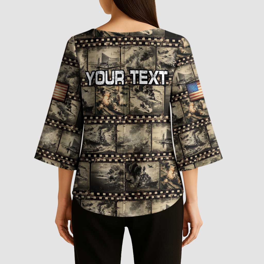 Pearl Harbor Remembrance Day Personalized Kimono Sleeve Blouse Memories of December 7 with Red Poppy Lei - Polynesian Pride