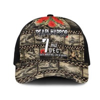 Pearl Harbor Remembrance Day Personalized Mesh Trucker Cap Memories of December 7 with Red Poppy Lei - Polynesian Pride
