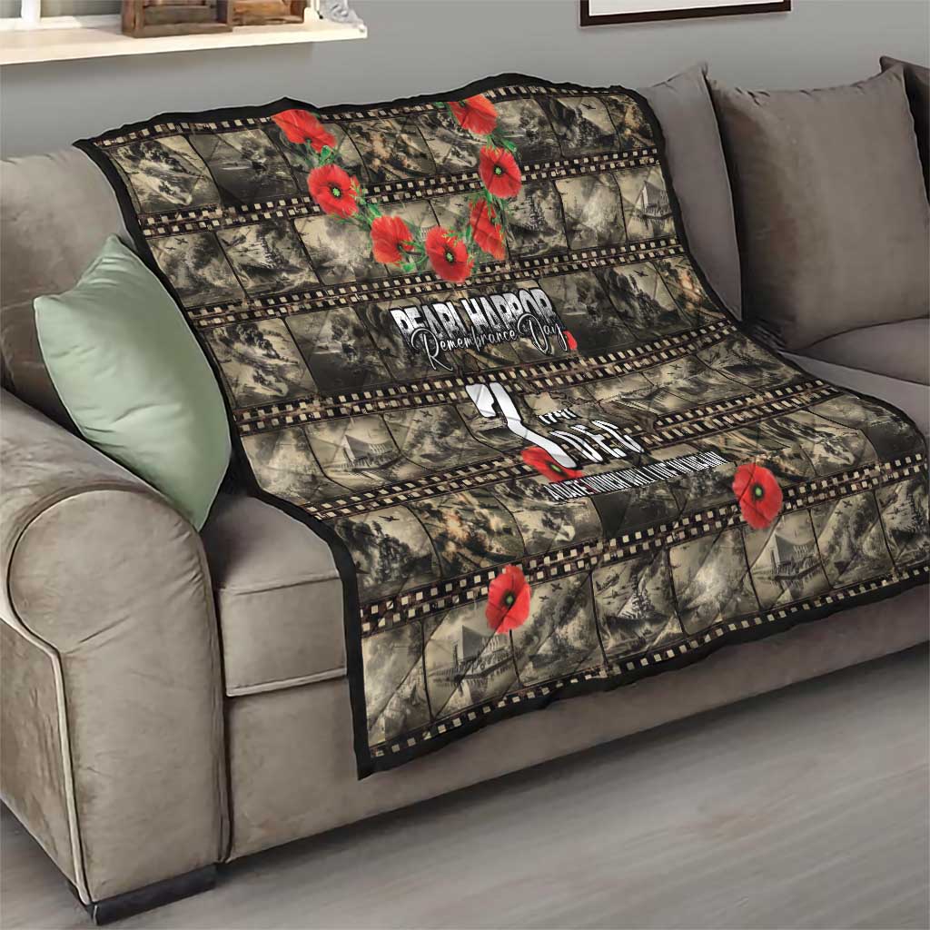 Pearl Harbor Remembrance Day Quilt Memories of December 7 with Red Poppy Lei - Polynesian Pride