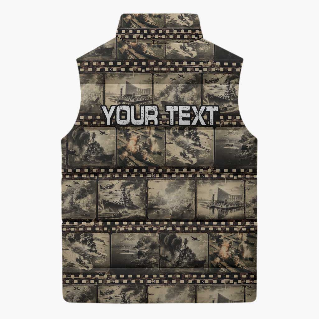 Pearl Harbor Remembrance Day Personalized Sleeveless Puffer Jacket Memories of December 7 with Red Poppy Lei - Polynesian Pride