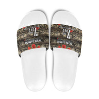 Pearl Harbor Remembrance Day Slide Sandals Memories of December 7 with Red Poppy Lei - Polynesian Pride