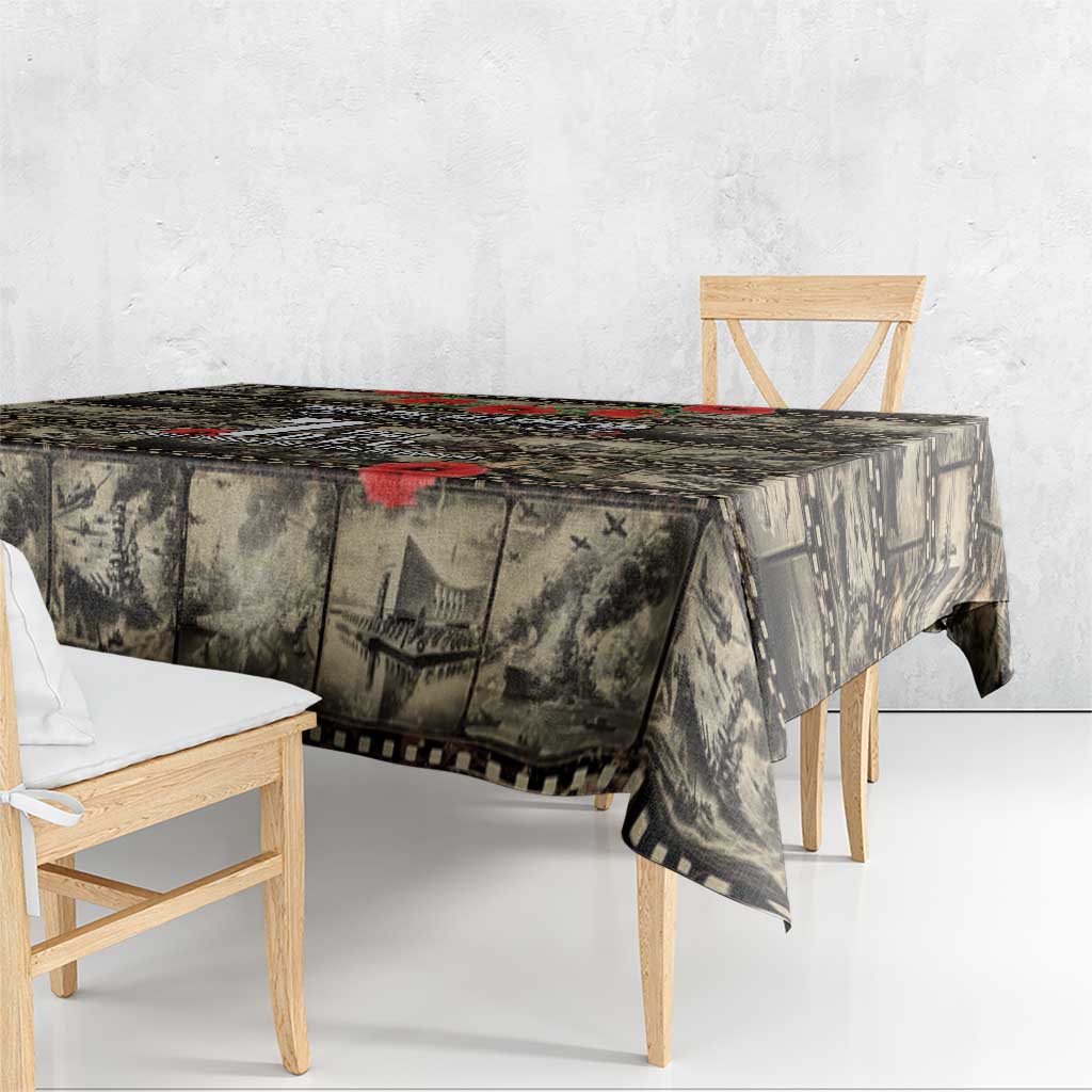 Pearl Harbor Remembrance Day Tablecloth Memories of December 7 with Red Poppy Lei - Polynesian Pride