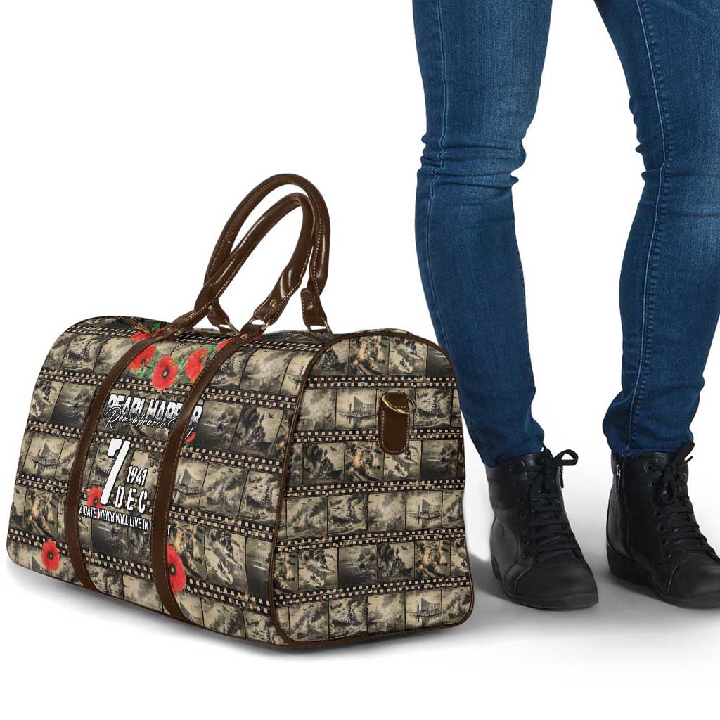 Pearl Harbor Remembrance Day Travel Bag Memories of December 7 with Red Poppy Lei - Polynesian Pride