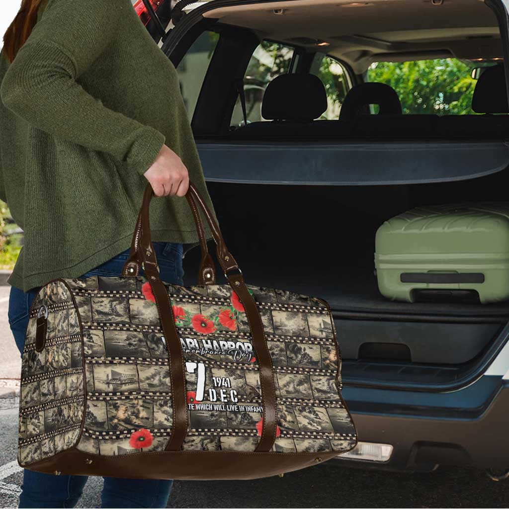Pearl Harbor Remembrance Day Travel Bag Memories of December 7 with Red Poppy Lei - Polynesian Pride