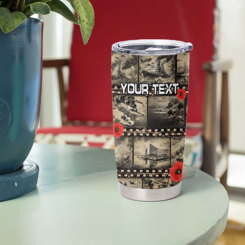 Pearl Harbor Remembrance Day Personalized Tumbler Cup Memories of December 7 with Red Poppy Lei - Polynesian Pride