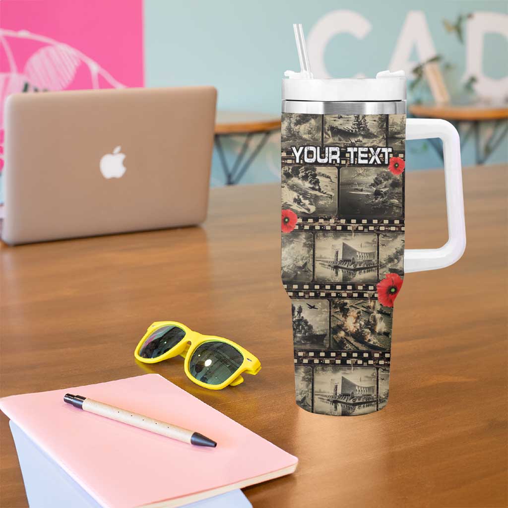 Pearl Harbor Remembrance Day Personalized Tumbler With Handle Memories of December 7 with Red Poppy Lei - Polynesian Pride