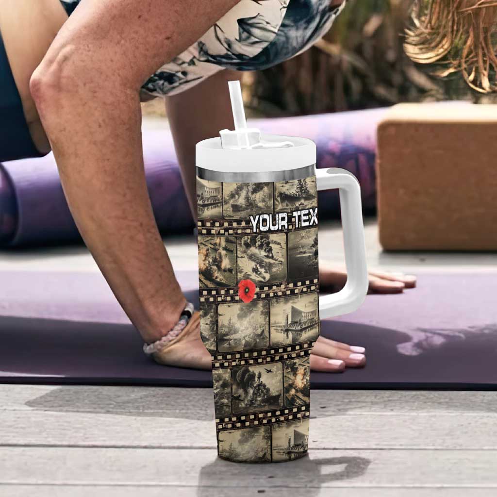 Pearl Harbor Remembrance Day Personalized Tumbler With Handle Memories of December 7 with Red Poppy Lei - Polynesian Pride