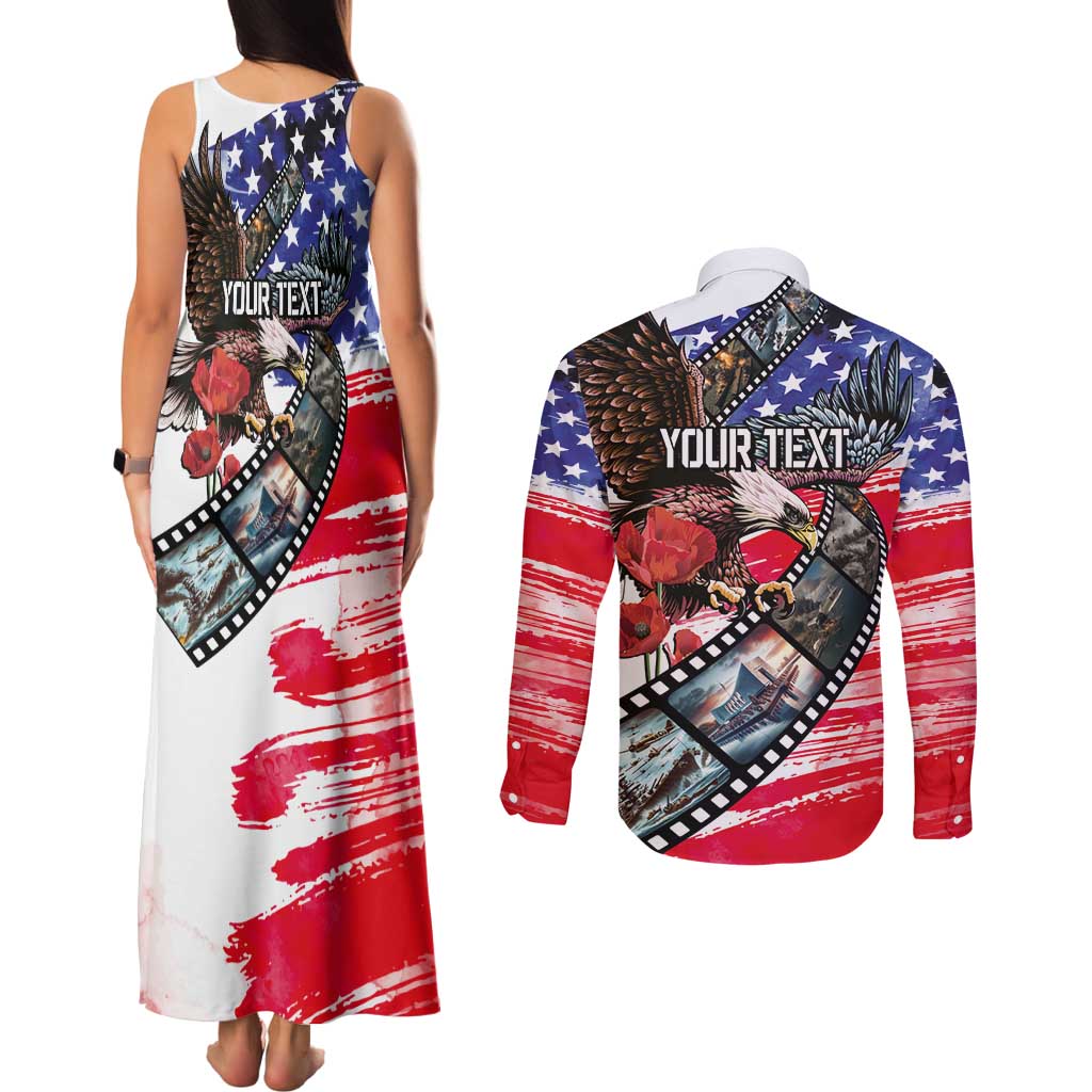 Pearl Harbor Remembrance Day Personalized Couples Matching Tank Maxi Dress and Long Sleeve Button Shirt Lest We Forget - The Bald Eagle Remembers - Polynesian Pride