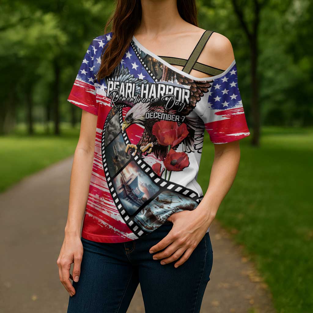 Pearl Harbor Remembrance Day Personalized Cross Shoulder Shirt Lest We Forget - The Bald Eagle Remembers - Polynesian Pride