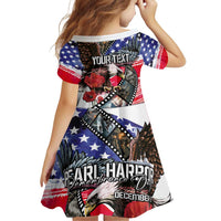 Pearl Harbor Remembrance Day Personalized Family Matching Off Shoulder Short Dress and Hawaiian Shirt Lest We Forget - The Bald Eagle Remembers - Polynesian Pride
