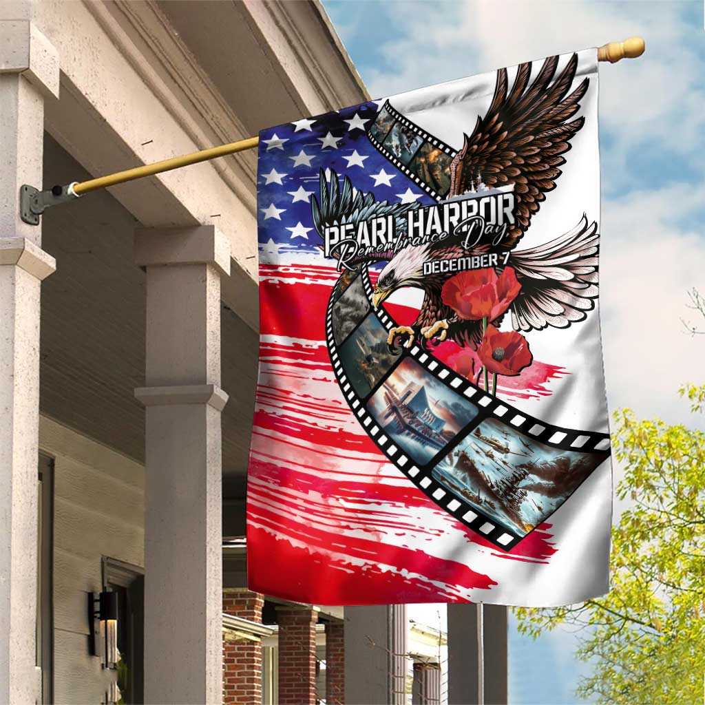 Pearl Harbor Remembrance Day Garden Flag Lest We Forget - The Bald Eagle Remembers - Polynesian Pride