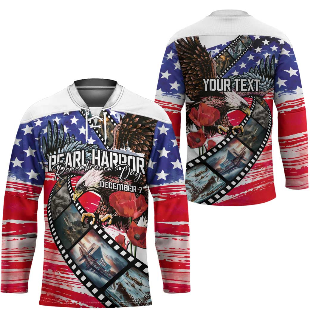 Pearl Harbor Remembrance Day Personalized Hockey Jersey Lest We Forget - The Bald Eagle Remembers - Polynesian Pride