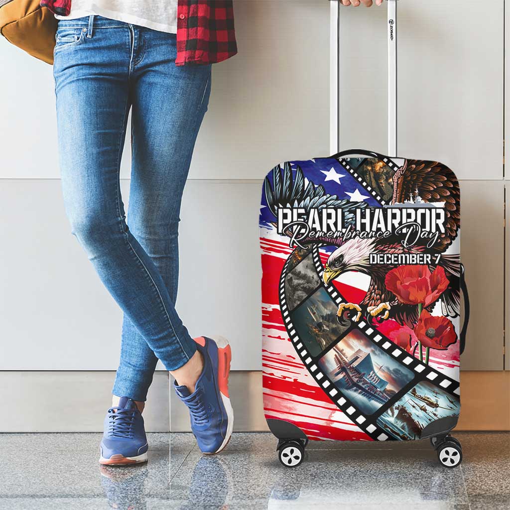 Pearl Harbor Remembrance Day Luggage Cover Lest We Forget - The Bald Eagle Remembers - Polynesian Pride
