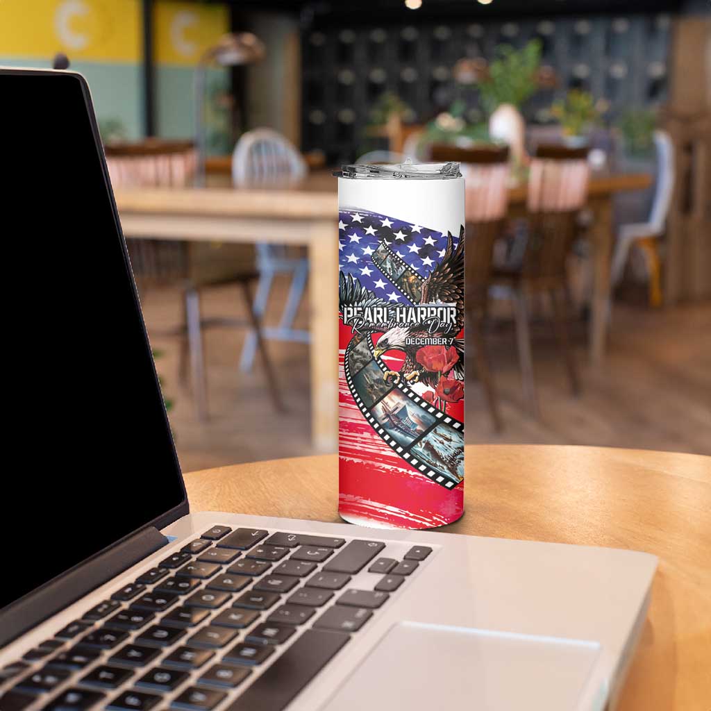 Pearl Harbor Remembrance Day Personalized Skinny Tumbler Lest We Forget - The Bald Eagle Remembers - Polynesian Pride